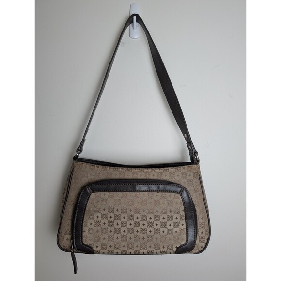 Liz Claiborne Handbags - VTG Y2K Liz Claiborne Villager Monogram Shoulder Bag Baguette Tan Brown Purse